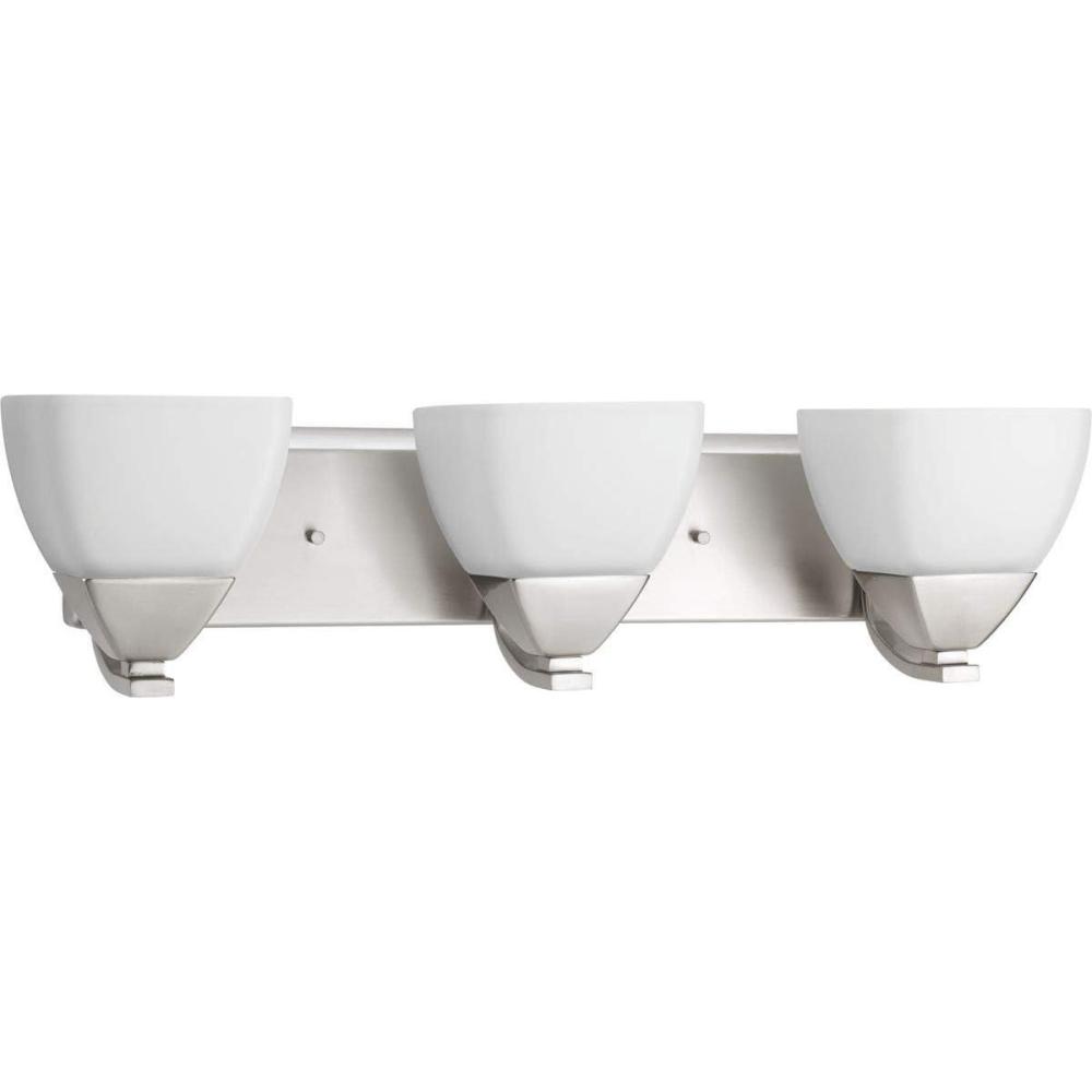 image:imageProgress Lighting Appeal Collection 3Light Etched White Glass Modern Bath Vanity Light Brushed NickelNickel