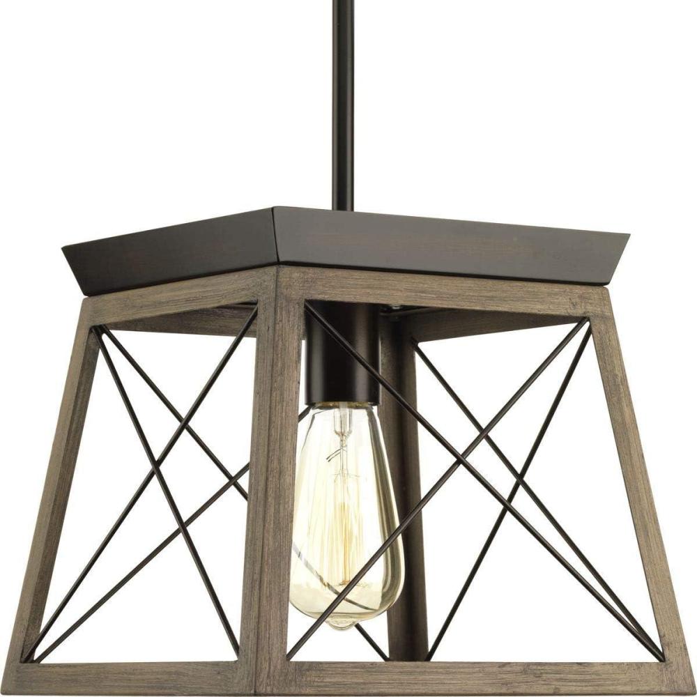 image:imageProgress Lighting Briarwood Collection 1Light Bleached Oak Farmhouse MiniPendant Light Galvanized 900x1000x1000Bronze