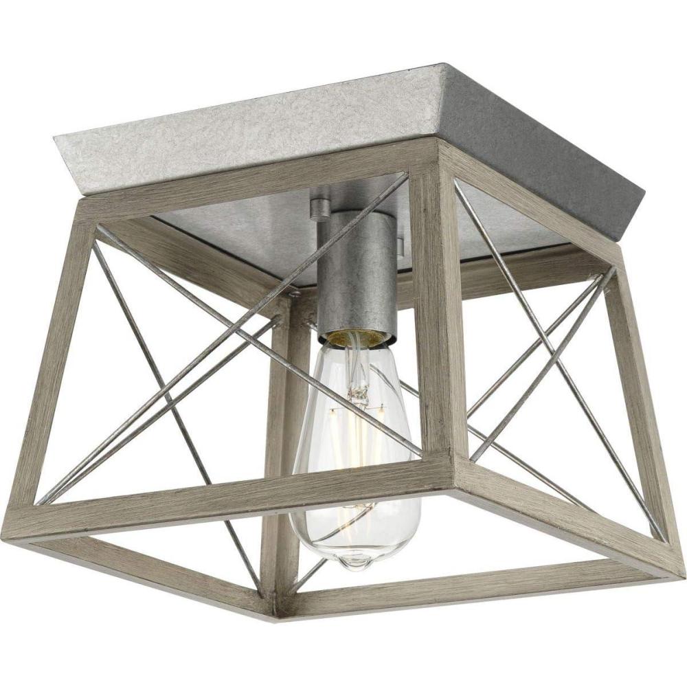 image:imageProgress Lighting Briarwood Collection 2Light Ceiling Light Flush Mount Ceiling Light Fixture for Interior Kitchen Lights Hallway Bedroom Living Room 12Inch by 6Inch Galvanized FinishGalvanized Finish
