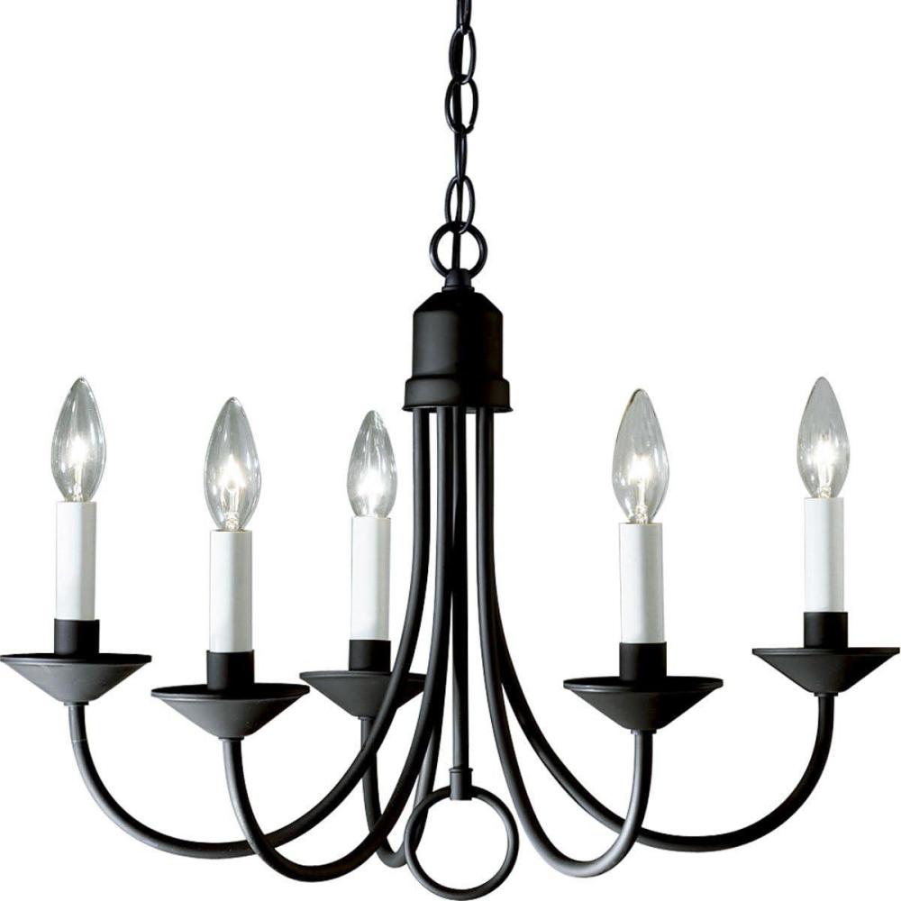 image:imageProgress Lighting FiveLight White Candles Traditional Chandelier Light P400831 Textured BlackBlack