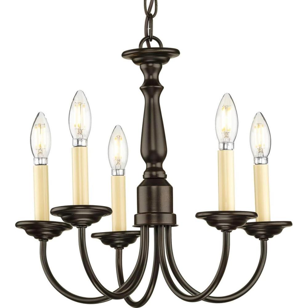 image:imageProgress Lighting FiveLight White Candles Traditional Chandelier Light P400831 Textured BlackBronze
