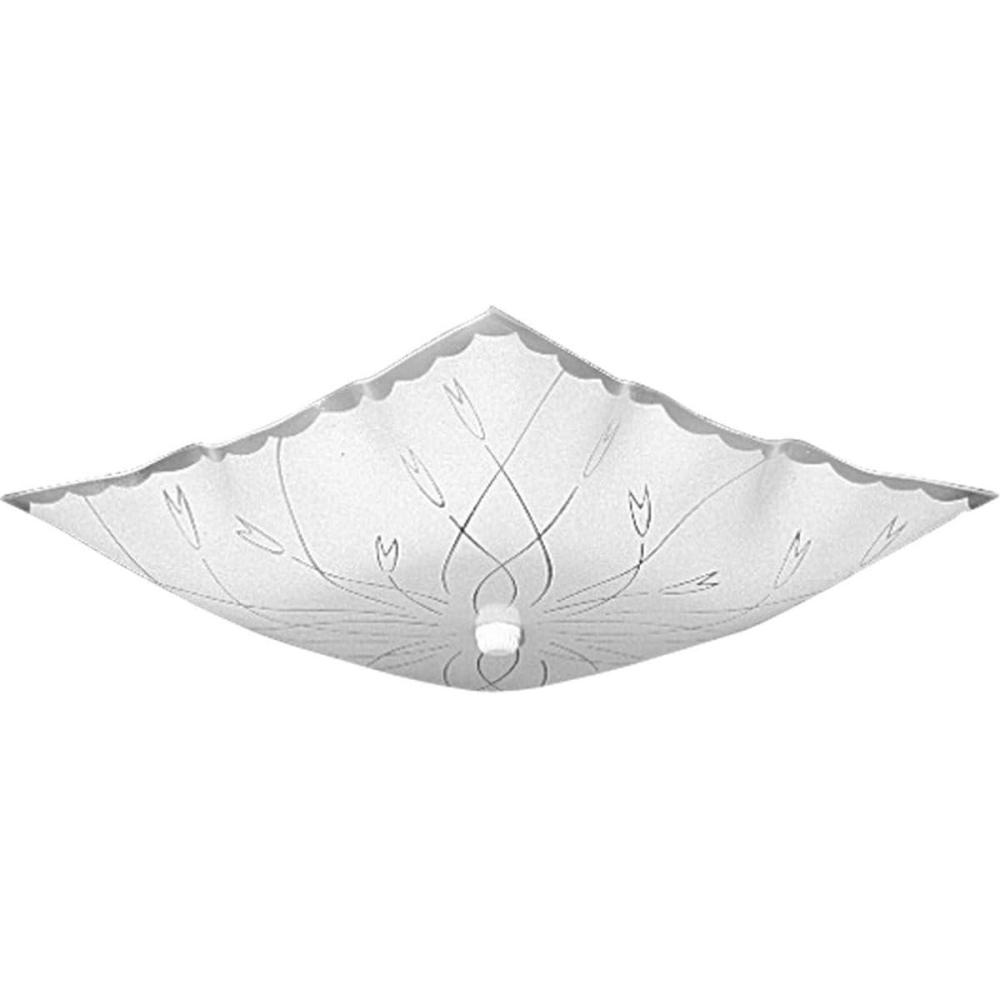 image:imageProgress Lighting P496130 Square Glass ClosetoCeiling 12Inch Diameter x 512Inch Height WhiteEtched White