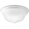 Progress Lighting 3-Light Ceiling Light, Flush Mount Ceiling Light Fixture for Interior Kitchen Lights, Hallway, Bedroom, Living Room, 15-1/4-Inch by 6-5/8-Inch, Brushed Nickel, Alabaster Glass Shade(White)