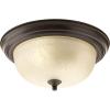 Progress Lighting 3-Light Ceiling Light, Flush Mount Ceiling Light Fixture for Interior Kitchen Lights, Hallway, Bedroom, Living Room, 15-1/4-Inch by 6-5/8-Inch, Brushed Nickel, Alabaster Glass Shade(Antique Bronze)