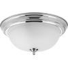 Progress Lighting 3-Light Ceiling Light, Flush Mount Ceiling Light Fixture for Interior Kitchen Lights, Hallway, Bedroom, Living Room, 15-1/4-Inch by 6-5/8-Inch, Brushed Nickel, Alabaster Glass Shade(Polished Chrome (Etched Glass))