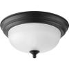 Progress Lighting 3-Light Ceiling Light, Flush Mount Ceiling Light Fixture for Interior Kitchen Lights, Hallway, Bedroom, Living Room, 15-1/4-Inch by 6-5/8-Inch, Brushed Nickel, Alabaster Glass Shade(Forged Black)