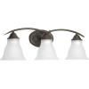 Progress Lighting 3-Light Etched Glass Traditional Bath Vanity Light, Trinity Collection, Indoor, P3192-09, Brushed Nickel(Bronze)