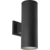 Progress Lighting 5-Inch Cylinder Outdoor LED Wall Sconce, 2-Light Modern Wall Mount LED Up and Down Lights, Interior and Exterior Lighting for Home or Porch, Aluminum, Black (P5675-31/30K)