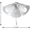 Progress Lighting AirPro Collection Four-Light Ceiling Fan Light, Brushed Nickel(White)