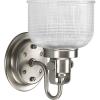 Progress Lighting P2992-163 Archie Collection Clear Double Prismatic Glass Coastal Bath Vanity, 3-Light, Vintage Brass(Antique Nickel)
