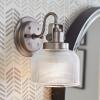 Progress Lighting P2992-163 Archie Collection Clear Double Prismatic Glass Coastal Bath Vanity, 3-Light, Vintage Brass(Antique Nickel)