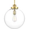Progress Lighting 1-Light Clear Glass Farmhouse Pendant Light, Penn Collection, Indoor, P5328-104, Polished Nickel(Brass)