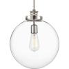 Progress Lighting 1-Light Clear Glass Farmhouse Pendant Light, Penn Collection, Indoor, P5328-104, Polished Nickel(Nickel)