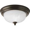 Progress Lighting 3-Light Ceiling Light, Flush Mount Ceiling Light Fixture for Interior Kitchen Lights, Hallway, Bedroom, Living Room, 15-1/4-Inch by 6-5/8-Inch, Brushed Nickel, Alabaster Glass Shade(Antique Bronze)