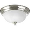 Progress Lighting 3-Light Ceiling Light, Flush Mount Ceiling Light Fixture for Interior Kitchen Lights, Hallway, Bedroom, Living Room, 15-1/4-Inch by 6-5/8-Inch, Brushed Nickel, Alabaster Glass Shade(Brushed Nickel)