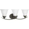 Progress Lighting 3-Light Etched Glass Traditional Bath Vanity Light, Trinity Collection, Indoor, P3192-09, Brushed Nickel(Bronze)