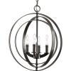 Progress Lighting 4-Light Foyer Pendant, Equinox Collection, Indoor, P3827-126, Burnished Silver(Bronze)