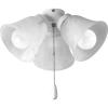 Progress Lighting AirPro Collection Four-Light Ceiling Fan Light, Brushed Nickel(White)