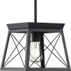 Progress Lighting Briarwood Collection 1-Light Bleached Oak Farmhouse Mini-Pendant Light, Galvanized, 9.00×10.00×10.00(Ceruse Black)