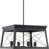 Progress Lighting Briarwood Collection 5-Light Dining Room Light Fixture, Farmhouse Style Modern Chandelier for Kitchen and Dining Room, 38″ by 9″, Antique Bronze(Textured Black)