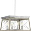 Progress Lighting Briarwood Collection 5-Light Dining Room Light Fixture, Farmhouse Style Modern Chandelier for Kitchen and Dining Room, 38″ by 9″, Antique Bronze(Galvanized Finish)