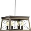 Progress Lighting Briarwood Collection 5-Light Dining Room Light Fixture, Farmhouse Style Modern Chandelier for Kitchen and Dining Room, 38″ by 9″, Antique Bronze(Antique Bronze)