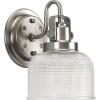 Progress Lighting P2992-163 Archie Collection Clear Double Prismatic Glass Coastal Bath Vanity, 3-Light, Vintage Brass(Antique Nickel)