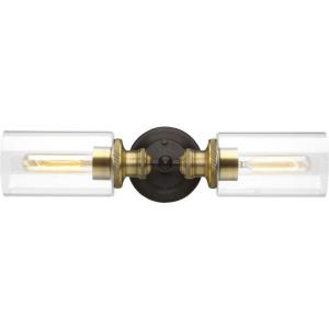 Archives Collection 2-Light Clear Glass Farmhouse Bath Vanity Light Antique Bronze