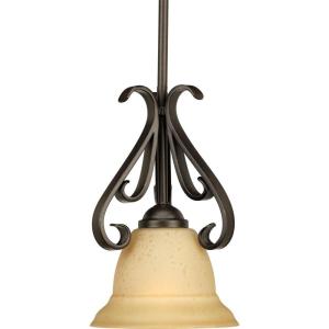 Progress Lighting 1-Light Mini-Pendant Light Fixture, Bell-Shaped, Tea-Colored Shade, Torino Collection, Forged Bronze, P5153-77(Forged Bronze)