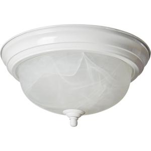 Progress Lighting 3-Light Ceiling Light, Flush Mount Ceiling Light Fixture for Interior Kitchen Lights, Hallway, Bedroom, Living Room, 15-1/4-Inch by 6-5/8-Inch, Brushed Nickel, Alabaster Glass Shade(White)
