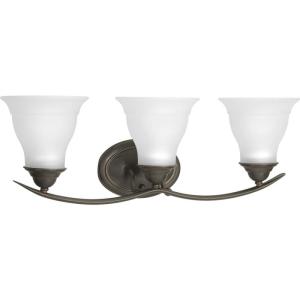 Progress Lighting 3-Light Etched Glass Traditional Bath Vanity Light, Trinity Collection, Indoor, P3192-09, Brushed Nickel(Bronze)