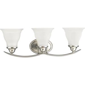 Progress Lighting 3-Light Etched Glass Traditional Bath Vanity Light, Trinity Collection, Indoor, P3192-09, Brushed Nickel(Nickel)