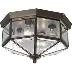 Progress Lighting 4-Light Beveled Glass 11-1/8″ Close-to-Ceiling, Indoor, P5789-20, Antique Bronze(Bronze)