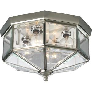 Progress Lighting 4-Light Beveled Glass 11-1/8″ Close-to-Ceiling, Indoor, P5789-20, Antique Bronze(Nickel)