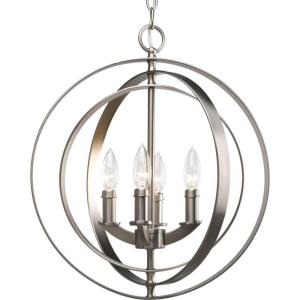 Progress Lighting 4-Light Foyer Pendant, Equinox Collection, Indoor, P3827-126, Burnished Silver(Gray)