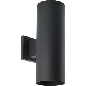 Progress Lighting 5-Inch Cylinder Outdoor LED Wall Sconce, 2-Light Modern Wall Mount LED Up and Down Lights, Interior and Exterior Lighting for Home or Porch, Aluminum, Black (P5675-31/30K)