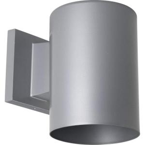 Progress Lighting 5-Inch Cylinder Outdoor Wall Sconce, 1-Light Modern Wall Mount Light, Interior and Exterior Lighting for Home or Porch, Aluminum Construction, Antique Bronze (P5674-20)(Metallic Gray)