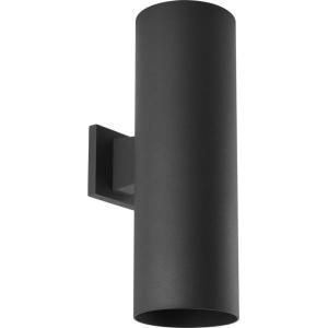Progress Lighting 6-Inch Cylinder Outdoor LED Wall Sconce, 2-Light Modern Wall Mount LED Up and Down Lights, Interior and Exterior Lighting for Home or Porch, Aluminum, Black (P5642-31/30K)