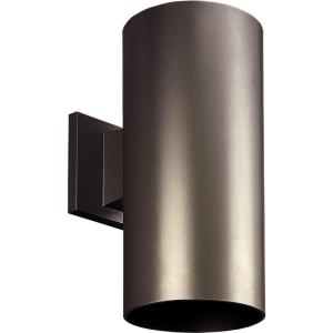Progress Lighting 6-Inch Cylinder Outdoor Wall Sconce, 1-Light Modern Wall Mount Light, Interior and Exterior Lighting for Home or Porch, Aluminum Construction, Black (P5641-31)(Bronze)