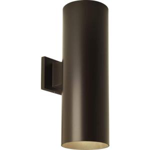 Progress Lighting 6-Inch Cylinder Outdoor Wall Sconce, 2-Light Modern Wall Mount Up and Down Lights, Interior and Exterior Lighting for Home or Porch, Aluminum Construction, Metallic Gray (P5642-82)(Bronze)