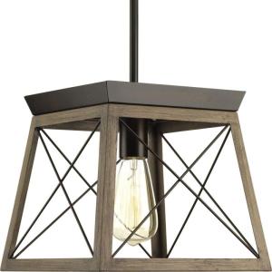 Progress Lighting Briarwood Collection 1-Light Bleached Oak Farmhouse Mini-Pendant Light, Galvanized, 9.00×10.00×10.00(Bronze)
