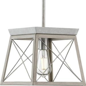 Progress Lighting Briarwood Collection 1-Light Bleached Oak Farmhouse Mini-Pendant Light, Galvanized, 9.00×10.00×10.00(Galvanized)
