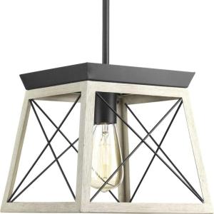 Progress Lighting Briarwood Collection 1-Light Bleached Oak Farmhouse Mini-Pendant Light, Galvanized, 9.00×10.00×10.00(Graphite)