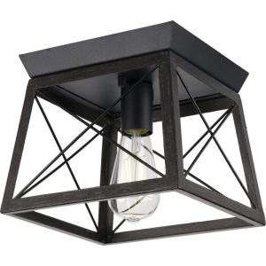 Progress Lighting Briarwood Collection 2-Light Ceiling Light, Flush Mount Ceiling Light Fixture for Interior Kitchen Lights, Hallway, Bedroom, Living Room, 12-Inch by 6-Inch, Galvanized Finish(Textured Black)