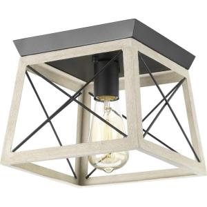 Progress Lighting Briarwood Collection 2-Light Ceiling Light, Flush Mount Ceiling Light Fixture for Interior Kitchen Lights, Hallway, Bedroom, Living Room, 12-Inch by 6-Inch, Galvanized Finish(Graphite)