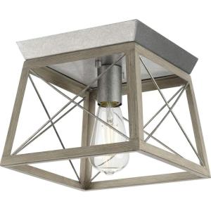 Progress Lighting Briarwood Collection 2-Light Ceiling Light, Flush Mount Ceiling Light Fixture for Interior Kitchen Lights, Hallway, Bedroom, Living Room, 12-Inch by 6-Inch, Galvanized Finish(Galvanized Finish)