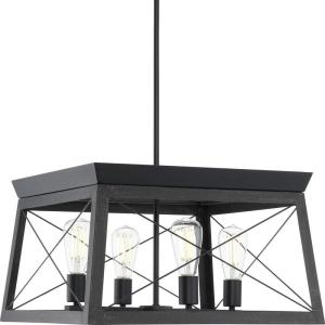 Progress Lighting Briarwood Collection 5-Light Dining Room Light Fixture, Farmhouse Style Modern Chandelier for Kitchen and Dining Room, 38″ by 9″, Antique Bronze(Textured Black)