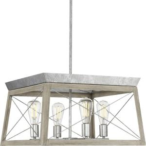 Progress Lighting Briarwood Collection 5-Light Dining Room Light Fixture, Farmhouse Style Modern Chandelier for Kitchen and Dining Room, 38″ by 9″, Antique Bronze(Galvanized Finish)