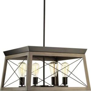Progress Lighting Briarwood Collection 5-Light Dining Room Light Fixture, Farmhouse Style Modern Chandelier for Kitchen and Dining Room, 38″ by 9″, Antique Bronze(Antique Bronze)