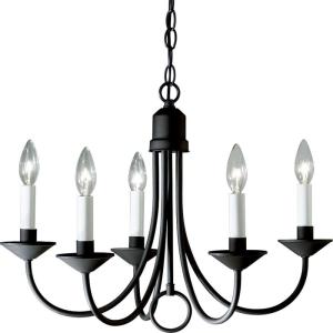 Progress Lighting Five-Light White Candles Traditional Chandelier Light, P4008-31, Textured Black(Black)